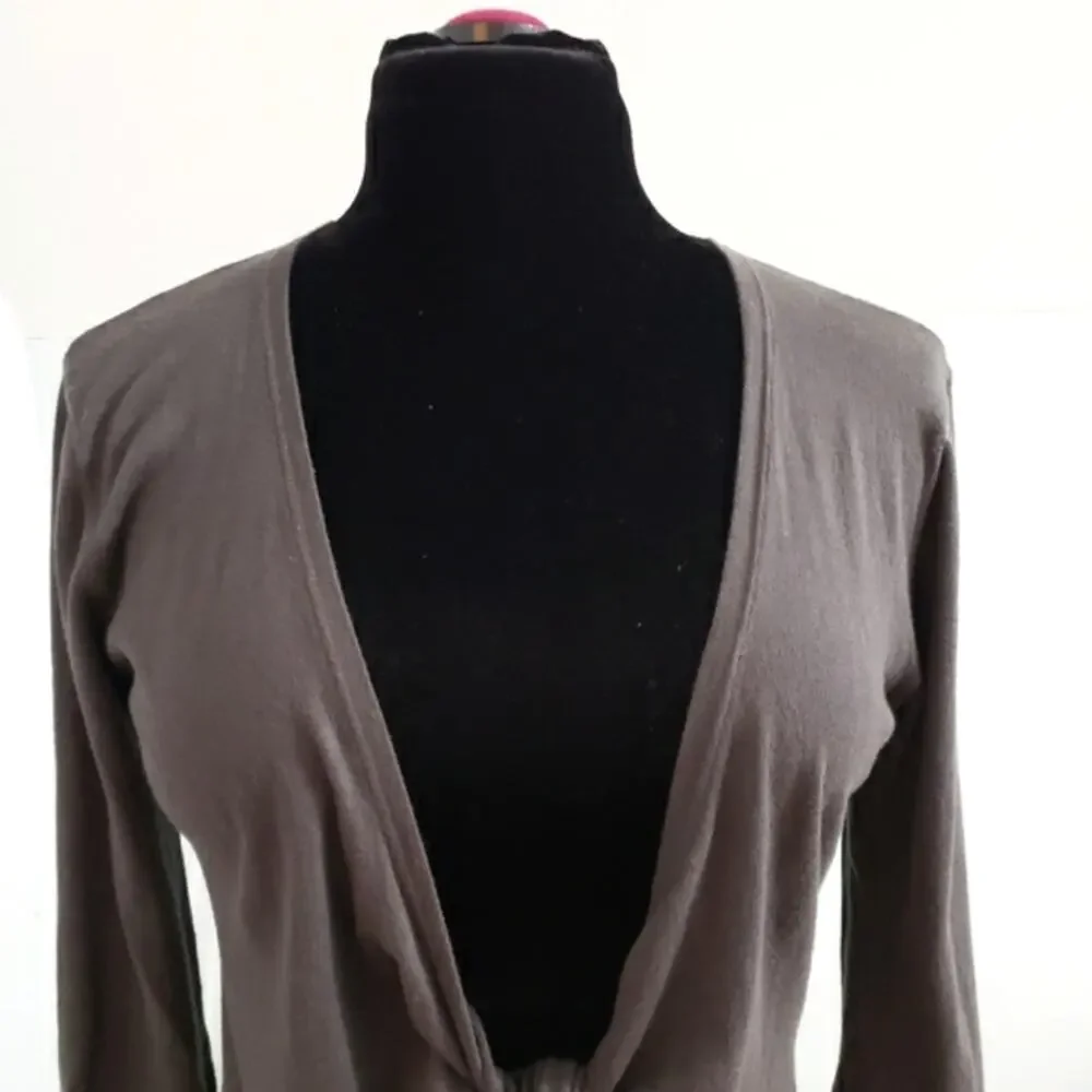 Cabi Cotton Tie Knot Cotton Knit Long Sleeve Gray Cardigan‎ Small